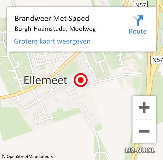 Locatie op kaart van de 112 melding: Brandweer Met Spoed Naar Burgh-Haamstede, Moolweg op 30 juli 2022 14:42
