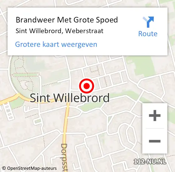Locatie op kaart van de 112 melding: Brandweer Met Grote Spoed Naar Sint Willebrord, Weberstraat op 30 juli 2022 15:25