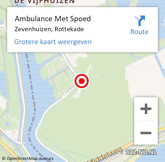 Locatie op kaart van de 112 melding: Ambulance Met Spoed Naar Zevenhuizen, Rottekade op 30 juli 2022 15:47