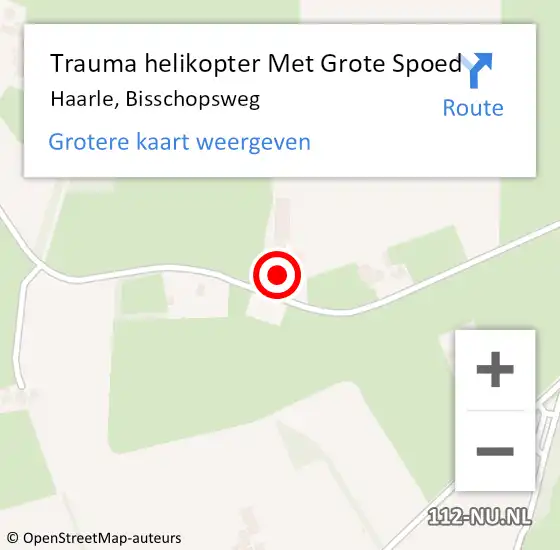Locatie op kaart van de 112 melding: Trauma helikopter Met Grote Spoed Naar Haarle, Bisschopsweg op 30 juli 2022 16:35