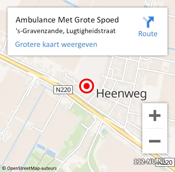 Locatie op kaart van de 112 melding: Ambulance Met Grote Spoed Naar 's-Gravenzande, Lugtigheidstraat op 30 juli 2022 18:11