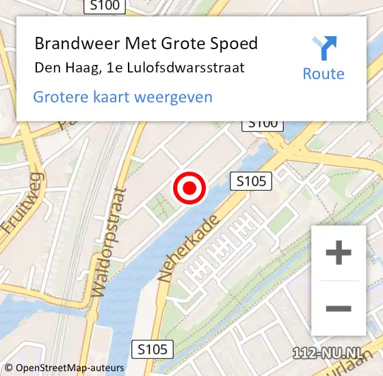 Locatie op kaart van de 112 melding: Brandweer Met Grote Spoed Naar Den Haag, 1e Lulofsdwarsstraat op 30 juli 2022 18:45