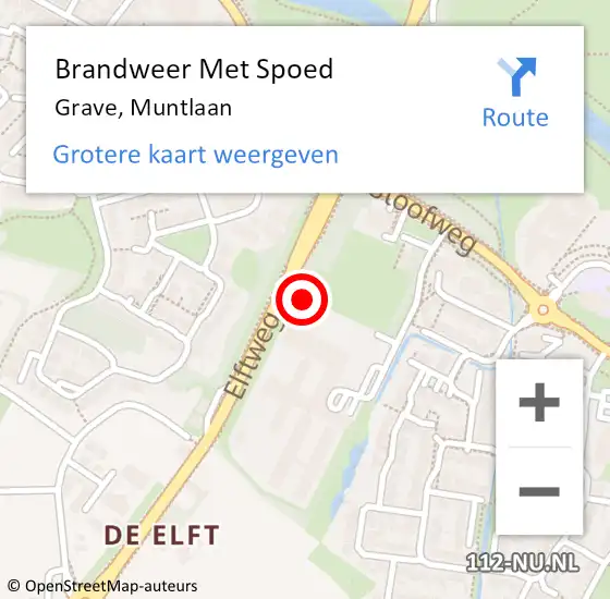 Locatie op kaart van de 112 melding: Brandweer Met Spoed Naar Grave, Muntlaan op 30 juli 2022 22:02