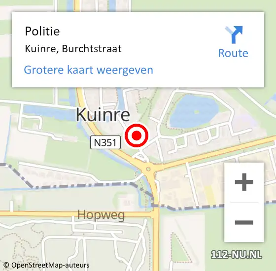 Locatie op kaart van de 112 melding: Politie Kuinre, Burchtstraat op 30 juli 2022 23:31