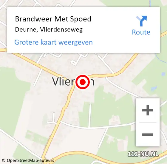 Locatie op kaart van de 112 melding: Brandweer Met Spoed Naar Deurne, Vlierdenseweg op 31 juli 2022 00:56