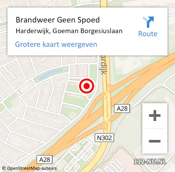 Locatie op kaart van de 112 melding: Brandweer Geen Spoed Naar Harderwijk, Goeman Borgesiuslaan op 31 juli 2022 01:21