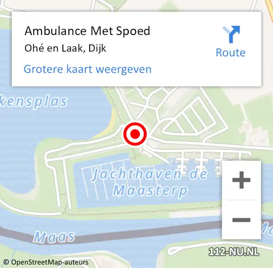 Locatie op kaart van de 112 melding: Ambulance Met Spoed Naar Ohé en Laak, Dijk op 31 juli 2022 01:45