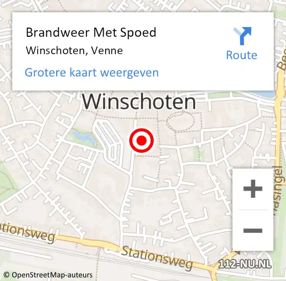 Locatie op kaart van de 112 melding: Brandweer Met Spoed Naar Winschoten, Venne op 31 juli 2022 03:12