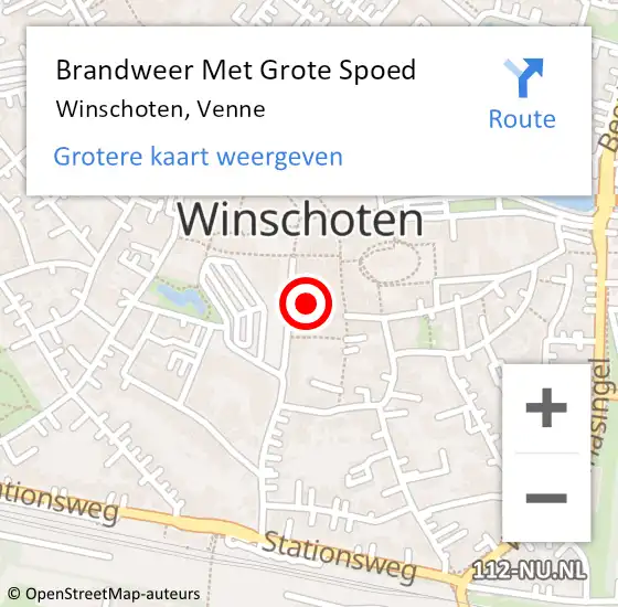 Locatie op kaart van de 112 melding: Brandweer Met Grote Spoed Naar Winschoten, Venne op 31 juli 2022 03:32