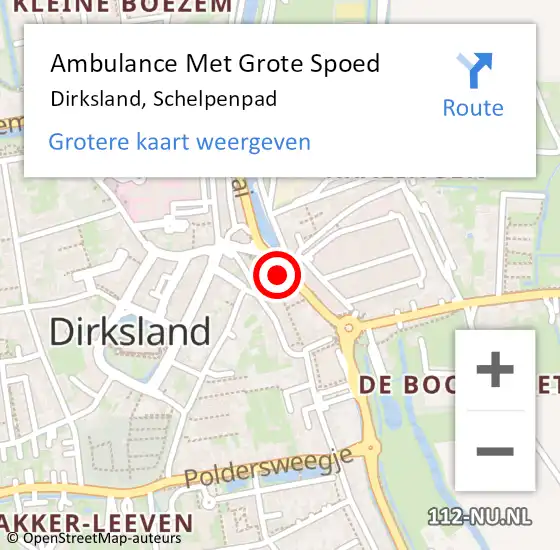 Locatie op kaart van de 112 melding: Ambulance Met Grote Spoed Naar Dirksland, Schelpenpad op 31 juli 2022 03:48