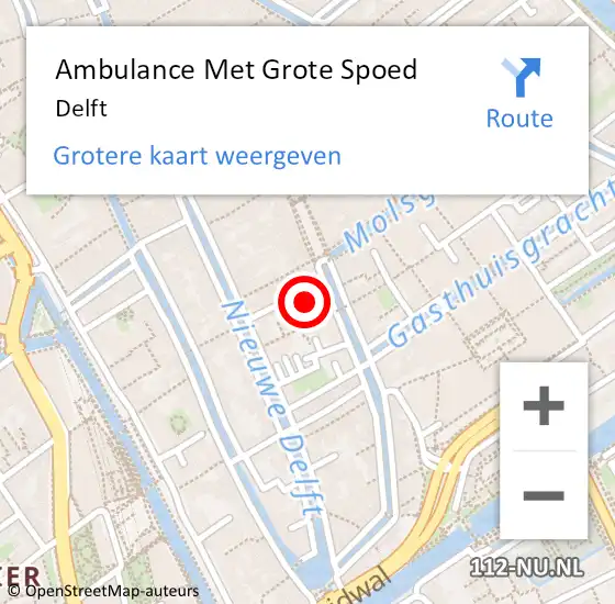 Locatie op kaart van de 112 melding: Ambulance Met Grote Spoed Naar Delft op 24 juli 2014 20:53