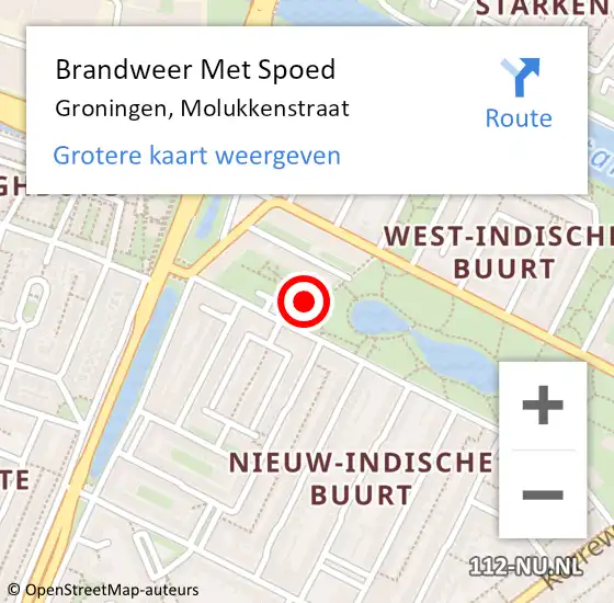 Locatie op kaart van de 112 melding: Brandweer Met Spoed Naar Groningen, Molukkenstraat op 31 juli 2022 09:43
