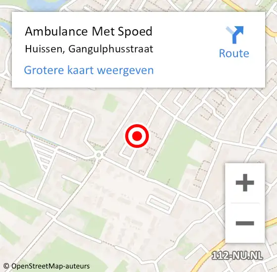 Locatie op kaart van de 112 melding: Ambulance Met Spoed Naar Huissen, Gangulphusstraat op 31 juli 2022 10:35