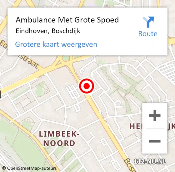 Locatie op kaart van de 112 melding: Ambulance Met Grote Spoed Naar Eindhoven, Boschdijk op 24 juli 2014 21:15