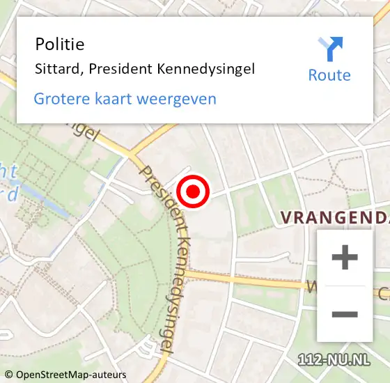Locatie op kaart van de 112 melding: Politie Sittard, President Kennedysingel op 31 juli 2022 12:04