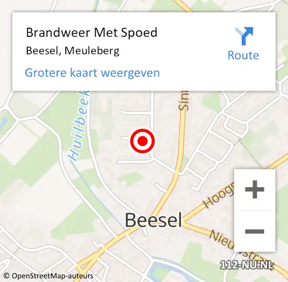 Locatie op kaart van de 112 melding: Brandweer Met Spoed Naar Beesel, Meuleberg op 31 juli 2022 13:35