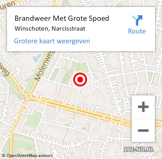 Locatie op kaart van de 112 melding: Brandweer Met Grote Spoed Naar Winschoten, Narcisstraat op 31 juli 2022 14:01