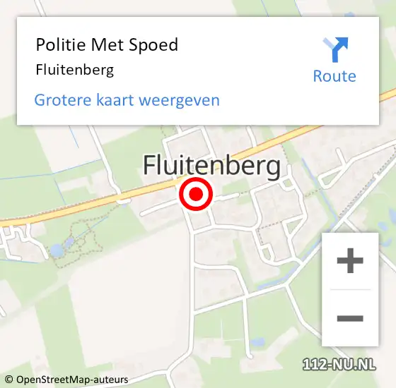 Locatie op kaart van de 112 melding: Politie Met Spoed Naar Fluitenberg op 31 juli 2022 15:41