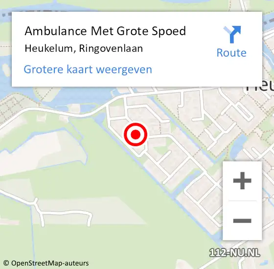 Locatie op kaart van de 112 melding: Ambulance Met Grote Spoed Naar Heukelum, Ringovenlaan op 31 juli 2022 22:44