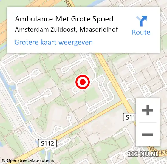 Locatie op kaart van de 112 melding: Ambulance Met Grote Spoed Naar Amsterdam Zuidoost, Maasdrielhof op 24 juli 2014 22:25