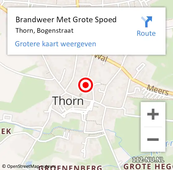 Locatie op kaart van de 112 melding: Brandweer Met Grote Spoed Naar Thorn, Bogenstraat op 31 juli 2022 23:06