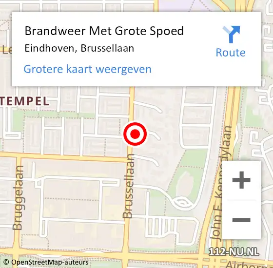 Locatie op kaart van de 112 melding: Brandweer Met Grote Spoed Naar Eindhoven, Brussellaan op 1 augustus 2022 02:55
