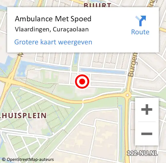 Locatie op kaart van de 112 melding: Ambulance Met Spoed Naar Vlaardingen, Curaçaolaan op 1 augustus 2022 13:38