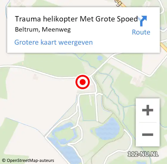 Locatie op kaart van de 112 melding: Trauma helikopter Met Grote Spoed Naar Beltrum, Meenweg op 1 augustus 2022 14:08
