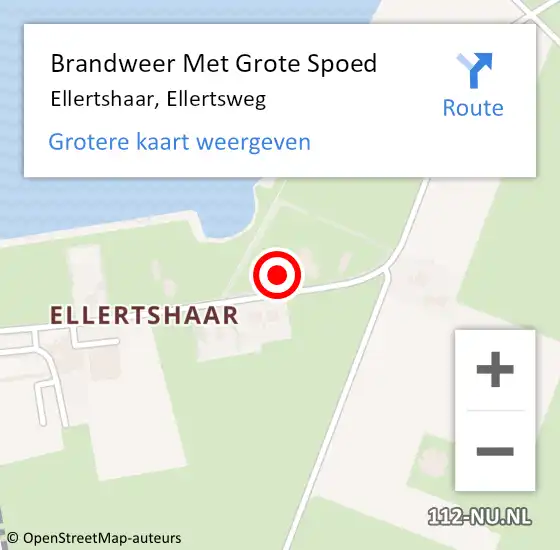 Locatie op kaart van de 112 melding: Brandweer Met Grote Spoed Naar Ellertshaar, Ellertsweg op 1 augustus 2022 15:20