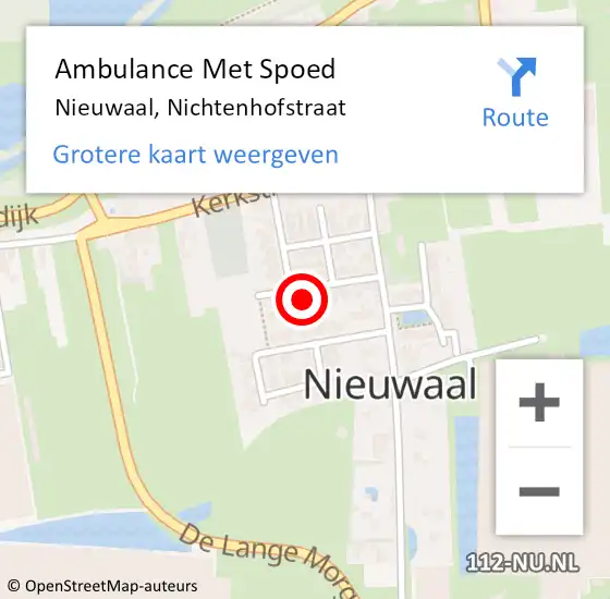 Locatie op kaart van de 112 melding: Ambulance Met Spoed Naar Nieuwaal, Nichtenhofstraat op 1 augustus 2022 17:54
