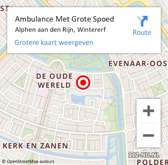 Locatie op kaart van de 112 melding: Ambulance Met Grote Spoed Naar Alphen aan den Rijn, Wintererf op 2 augustus 2022 02:20