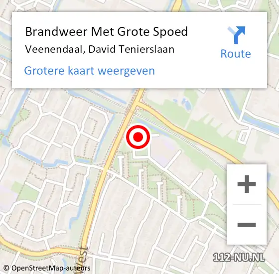 Locatie op kaart van de 112 melding: Brandweer Met Grote Spoed Naar Veenendaal, David Tenierslaan op 2 augustus 2022 05:03