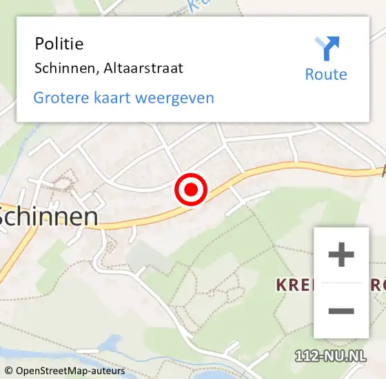 Locatie op kaart van de 112 melding: Politie Schinnen, Altaarstraat op 2 augustus 2022 09:02