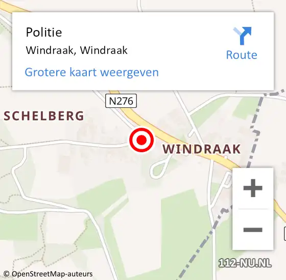 Locatie op kaart van de 112 melding: Politie Windraak, Windraak op 2 augustus 2022 12:11