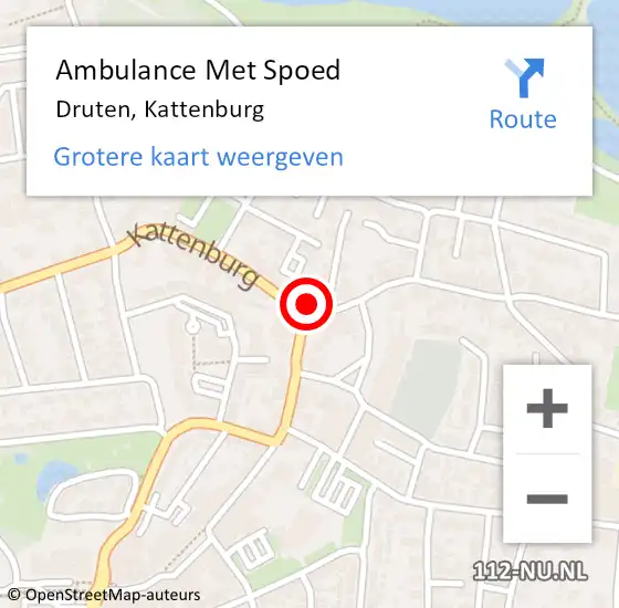 Locatie op kaart van de 112 melding: Ambulance Met Spoed Naar Druten, Kattenburg op 2 augustus 2022 13:02