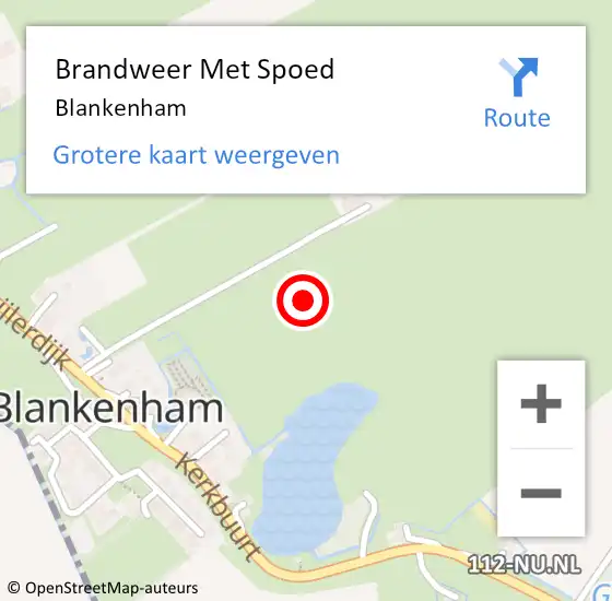 Locatie op kaart van de 112 melding: Brandweer Met Spoed Naar Blankenham op 2 augustus 2022 14:08