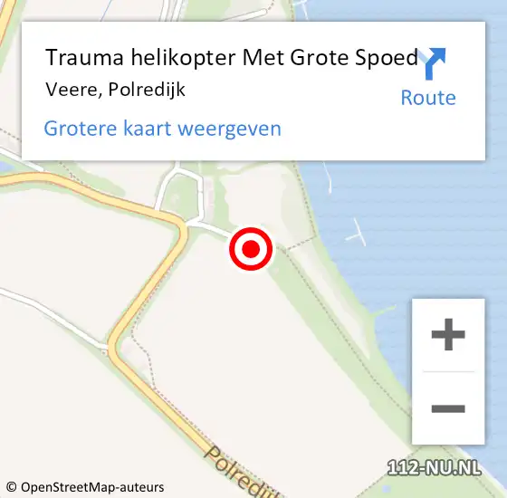 Locatie op kaart van de 112 melding: Trauma helikopter Met Grote Spoed Naar Veere, Polredijk op 2 augustus 2022 14:48