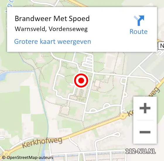 Locatie op kaart van de 112 melding: Brandweer Met Spoed Naar Warnsveld, Vordenseweg op 2 augustus 2022 15:11