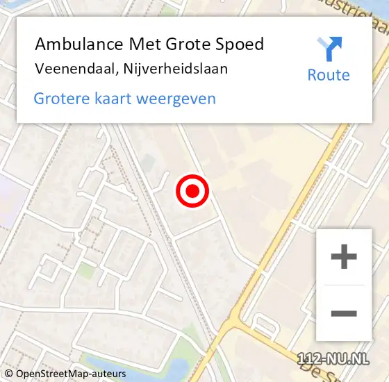 Locatie op kaart van de 112 melding: Ambulance Met Grote Spoed Naar Veenendaal, Nijverheidslaan op 2 augustus 2022 15:54