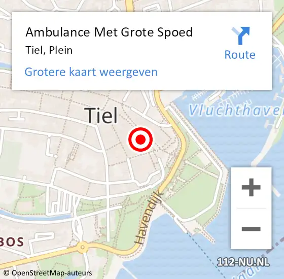 Locatie op kaart van de 112 melding: Ambulance Met Grote Spoed Naar Tiel, Plein op 2 augustus 2022 18:05