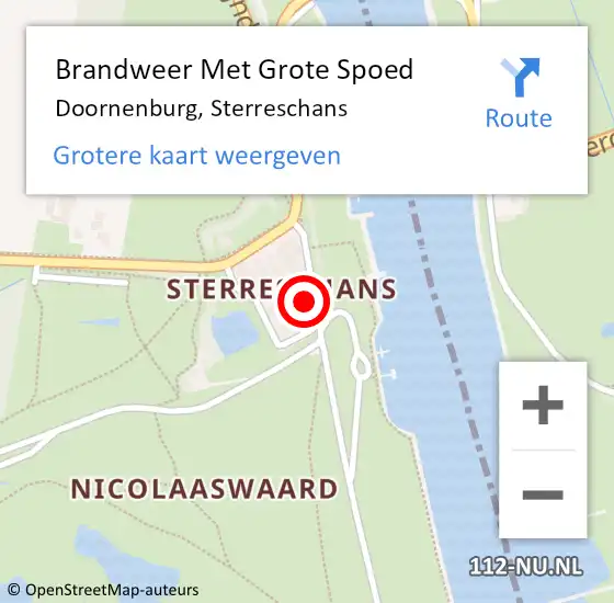 Locatie op kaart van de 112 melding: Brandweer Met Grote Spoed Naar Doornenburg, Sterreschans op 2 augustus 2022 18:55