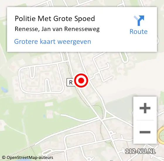 Locatie op kaart van de 112 melding: Politie Met Grote Spoed Naar Renesse, Jan van Renesseweg op 2 augustus 2022 19:04