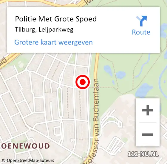 Locatie op kaart van de 112 melding: Politie Met Grote Spoed Naar Tilburg, Leijparkweg op 2 augustus 2022 21:35