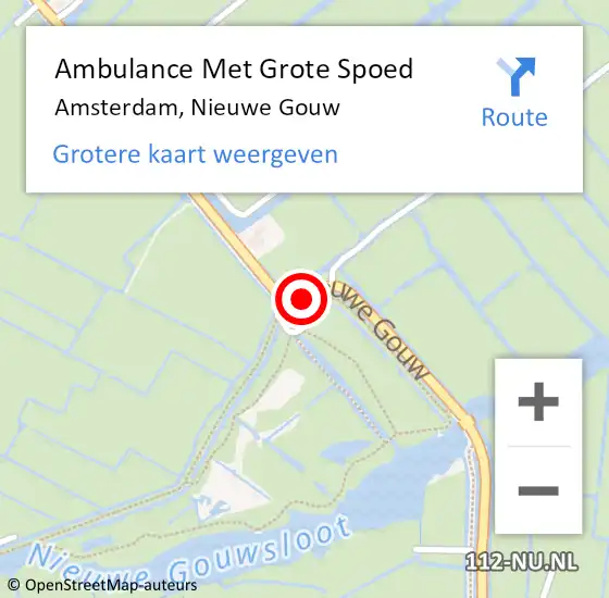Locatie op kaart van de 112 melding: Ambulance Met Grote Spoed Naar Amsterdam, Nieuwe Gouw op 25 juli 2014 07:52