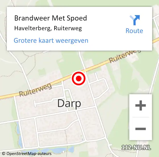 Locatie op kaart van de 112 melding: Brandweer Met Spoed Naar Havelterberg, Ruiterweg op 3 augustus 2022 02:06
