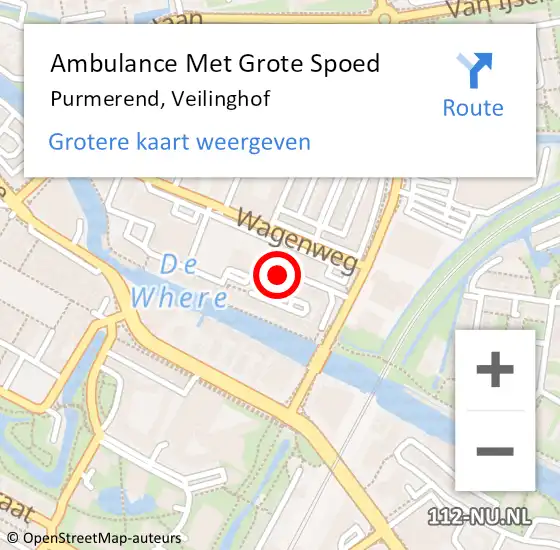 Locatie op kaart van de 112 melding: Ambulance Met Grote Spoed Naar Purmerend, Veilinghof op 3 augustus 2022 03:44