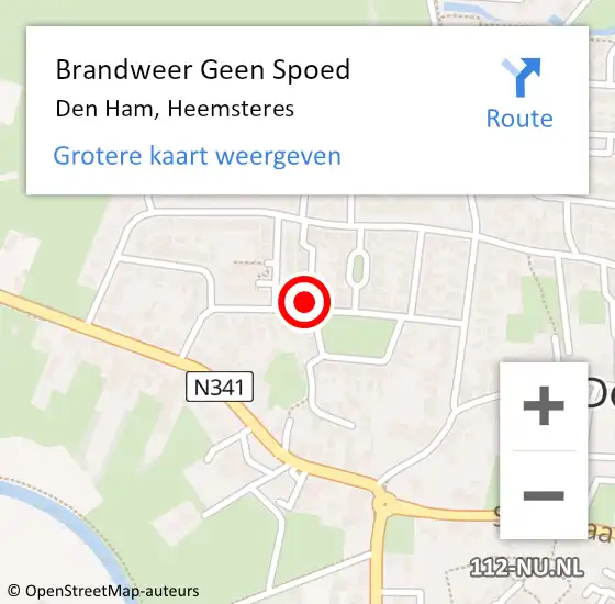 Locatie op kaart van de 112 melding: Brandweer Geen Spoed Naar Den Ham, Heemsteres op 3 augustus 2022 04:02