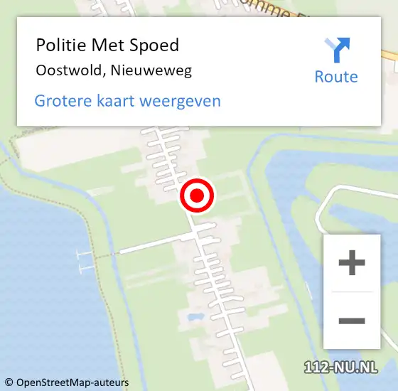 Locatie op kaart van de 112 melding: Politie Met Spoed Naar Oostwold, Nieuweweg op 3 augustus 2022 10:27