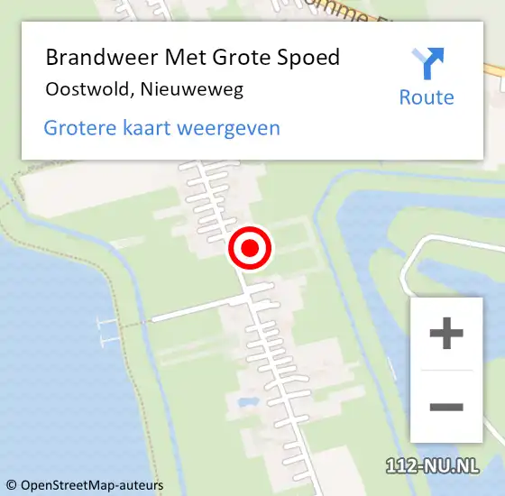 Locatie op kaart van de 112 melding: Brandweer Met Grote Spoed Naar Oostwold, Nieuweweg op 3 augustus 2022 10:27
