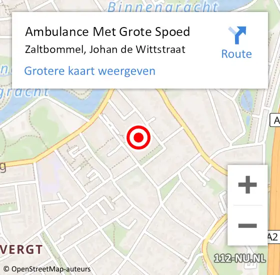 Locatie op kaart van de 112 melding: Ambulance Met Grote Spoed Naar Zaltbommel, Johan de Wittstraat op 3 augustus 2022 13:41